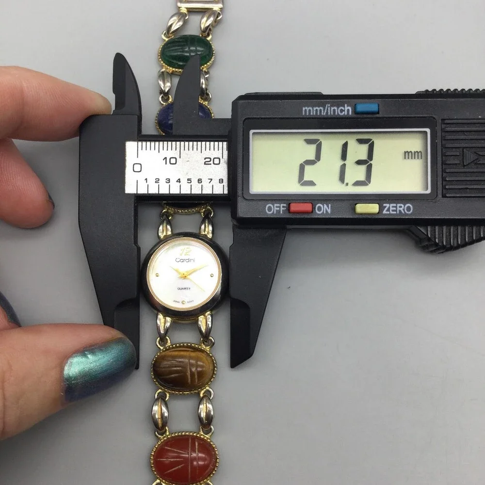 Cardini Womens Watch 21mm MOP Dial Multicolor Scarab Bracelet New Battery 6.75